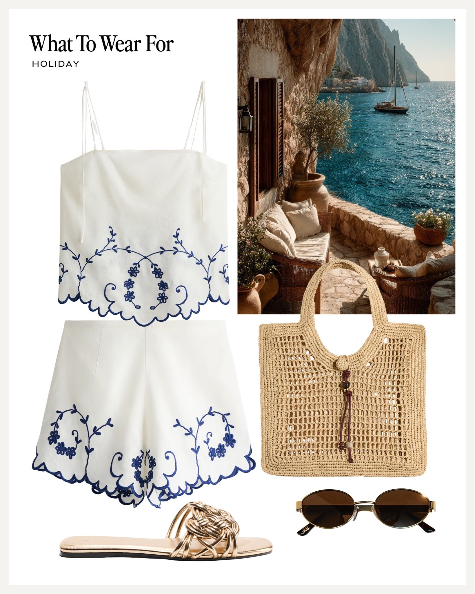 Holiday ☀️ 

H&M new in, summer outfit, shorts co-ord set, straw bag

#LTKsummer