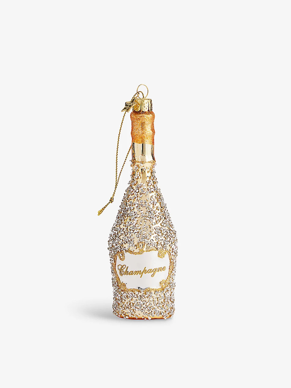 Champagne Bottle glass Christmas decoration 16cm | Selfridges