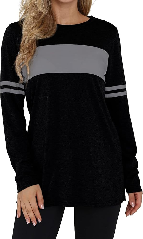 JomeDesign Womens Tops Long Sleeve Crewneck Shirts Loose Casual T-Shirts Tunic Tops for Leggings | Amazon (US)