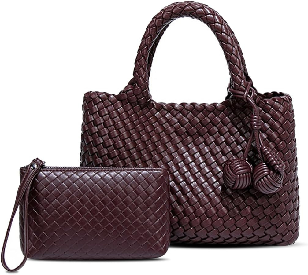 Women's Handmade Pure Leather Woven Tote Bag - Crossbody Shoulder Clutch Mother Bag | Amazon (US)