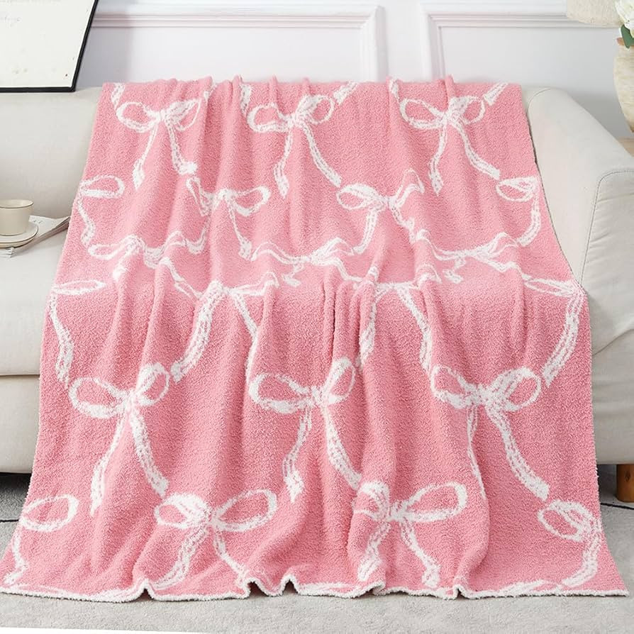 50" x 60" Bed Throw Blanket, Bow Pattern Throw Blanket for Home Decor and Gift, Microfiber Blanke... | Amazon (US)