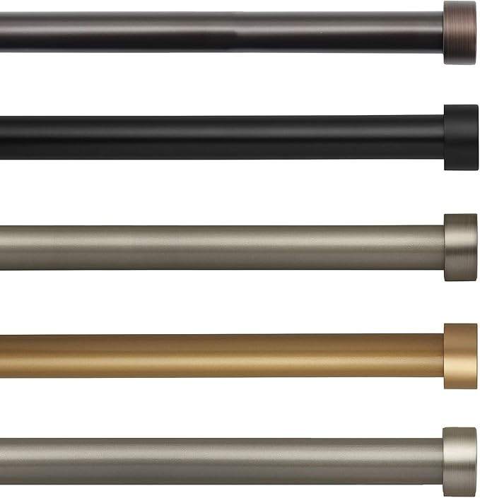 Elrene Home Fashions Serena 1" Window Drapery Single Curtain Rod with Contemporary Cap Finial, 28... | Amazon (US)