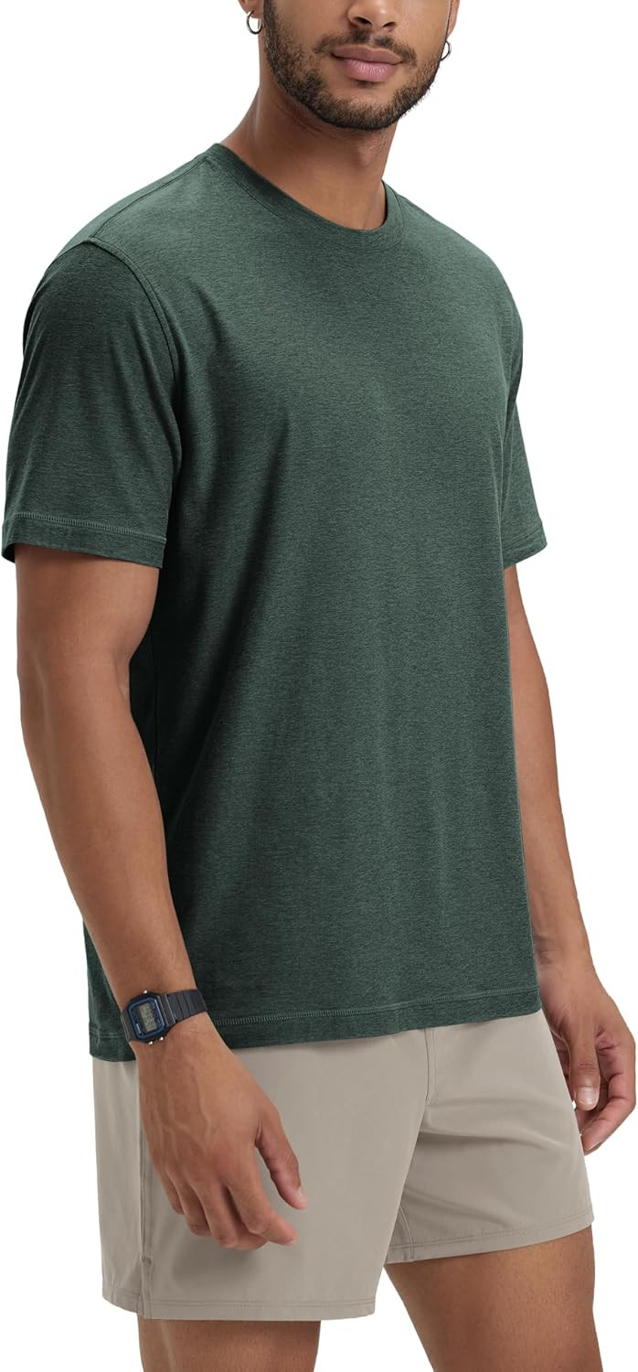 ODODOS Men's Performance T-Shirt - odSTRATUM Tech Tee, Ultra Soft Moisture Wicking UPF 50+ Fitness Shirts - The Ascent Series | Amazon (US)