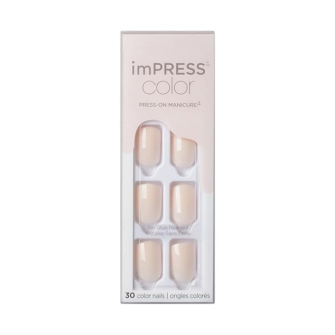 KISS imPRESS Color Press-On Nails, Gel Nail Kit, PureFit Technology, Short Length, “Point Pink... | Amazon (US)