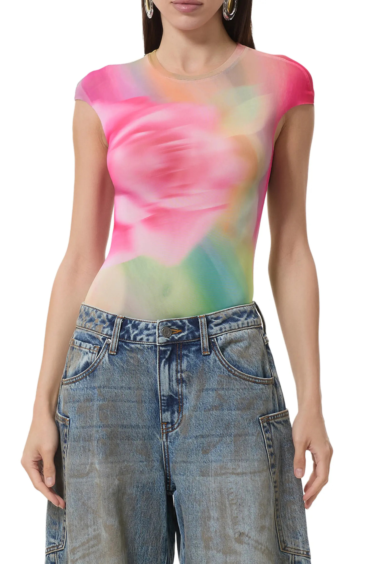 AFRM Nina Print Cap Sleeve Mesh Top (Women) | Nordstrom | Nordstrom