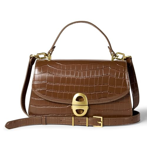 Amazon Essentials Women's Top Handle Handbag, Tan Faux Crocodile, One Size | Amazon (US)