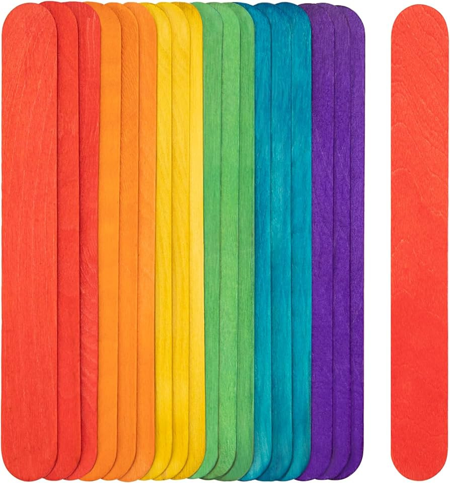 WISYOK 8 Inch Colored Jumbo Craft Sticks - 60 PCS Extra Large Natural Premium Wood, Rainbow Woode... | Amazon (US)