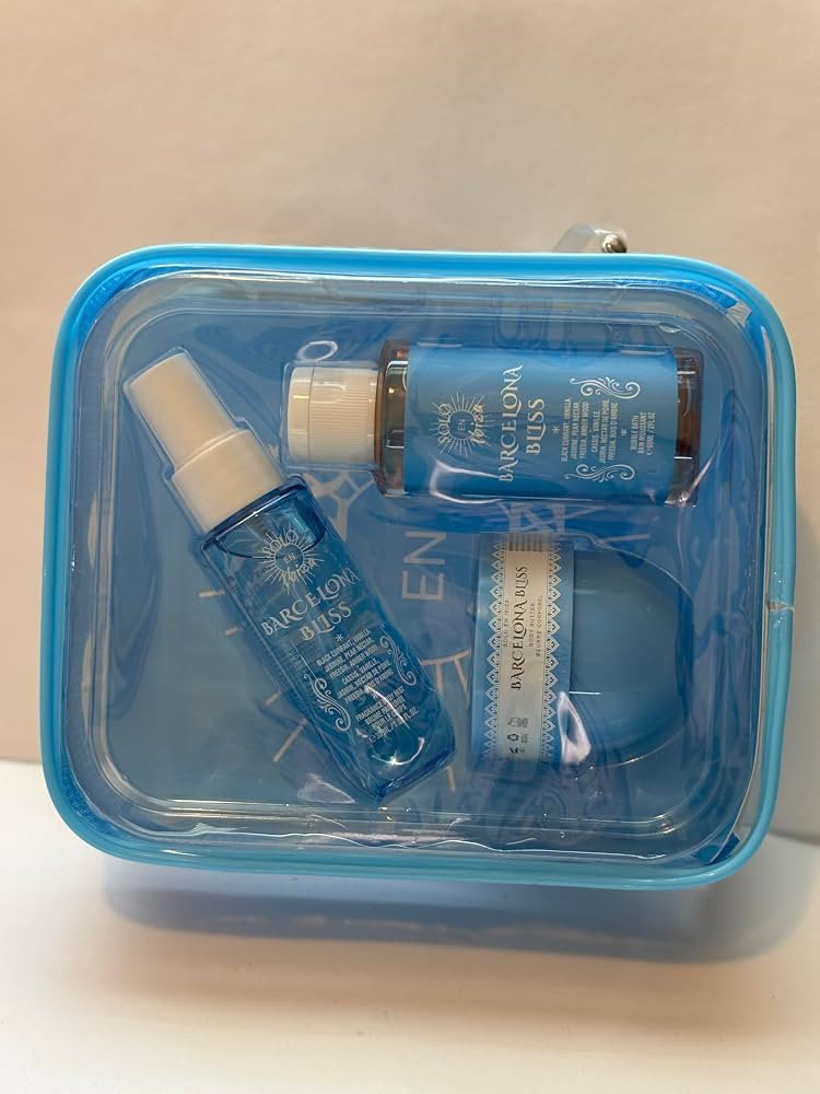 Barcelona Bliss Summer Bath Gift Set, Bubble Bath, Body Mist and Body Butter, Blue Travel Case | Amazon (US)