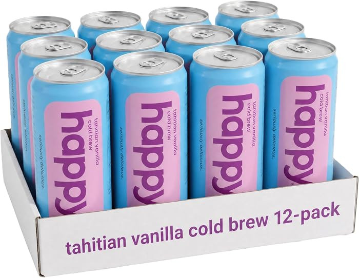 Happy Coffee Tahitian Vanilla Cold Brew, 11 Oz. Cans, 12 Pack | Amazon (US)