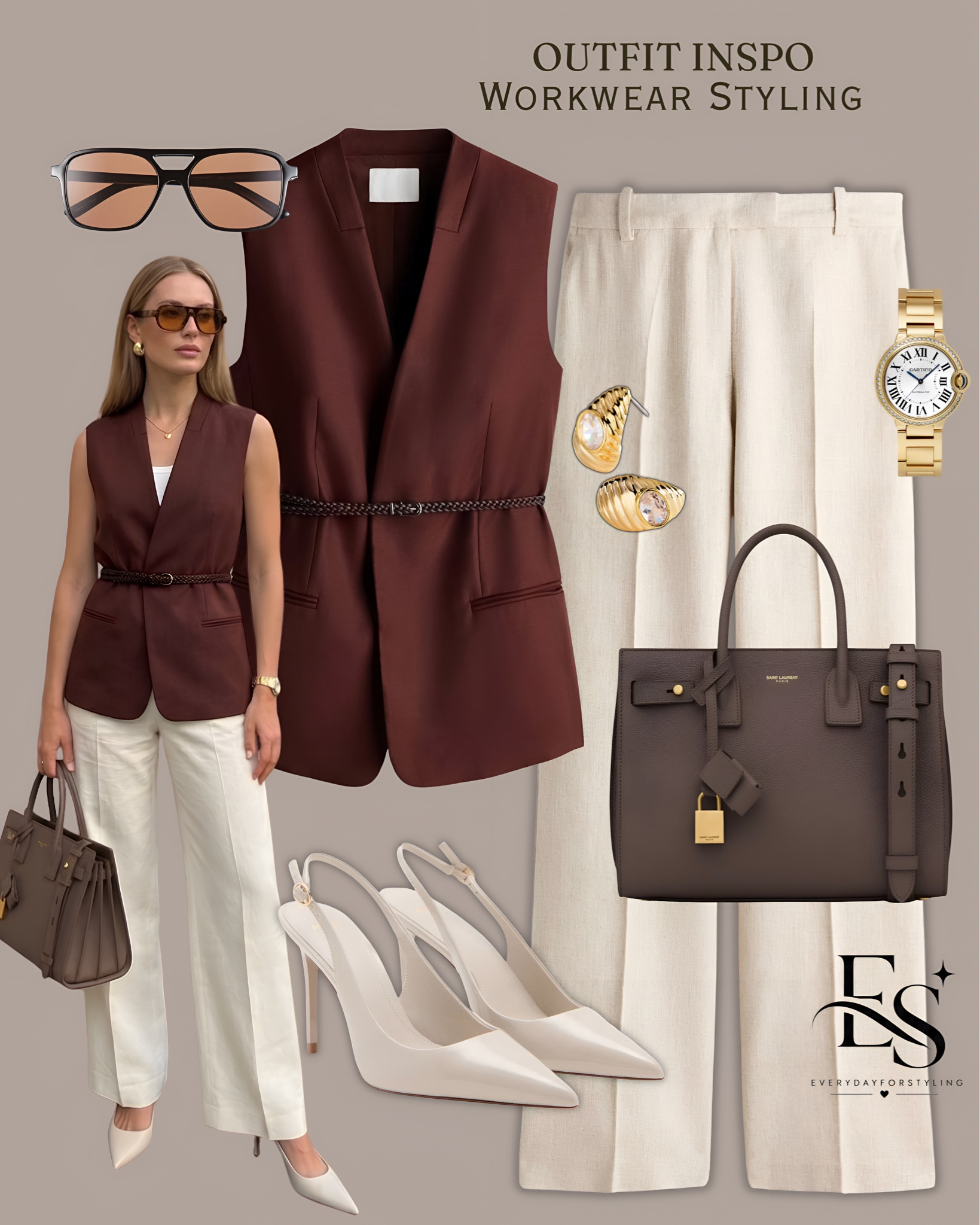Burgundy belted waistcoat, cream linen trousers and YSL tote — sophisticated, polished and completely unforgettable 🤍

workwear outfit ideas summer 2026, summer office outfits women, chic workwear styling, waistcoat outfit women, vest and trousers look, sage green trousers outfit, cream linen trousers workwear, Prada bag office look, YSL tote workwear, quiet luxury workwear, elevated office style women, smart professional outfits, power dressing women 2026, workwear inspo summer, business casual women outfits, designer workwear looks, sophisticated office fashion, waistcoat workwear styling, chic office outfit ideas, everydayforstyling

#WorkwearStyling2026, #ChicOfficeOutfits, #PowerDressingWomen, #QuietLuxuryWorkwear, #SummerWorkwearStyle​​​​​​​​​​​​​​​​

#LTKWorkwear #LTKgrwm #LTKootd