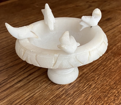 Beautiful Miniature Vintage Hand Carved  Marble Pedestal Bird Bath With 4 Doves!  | eBay | eBay US