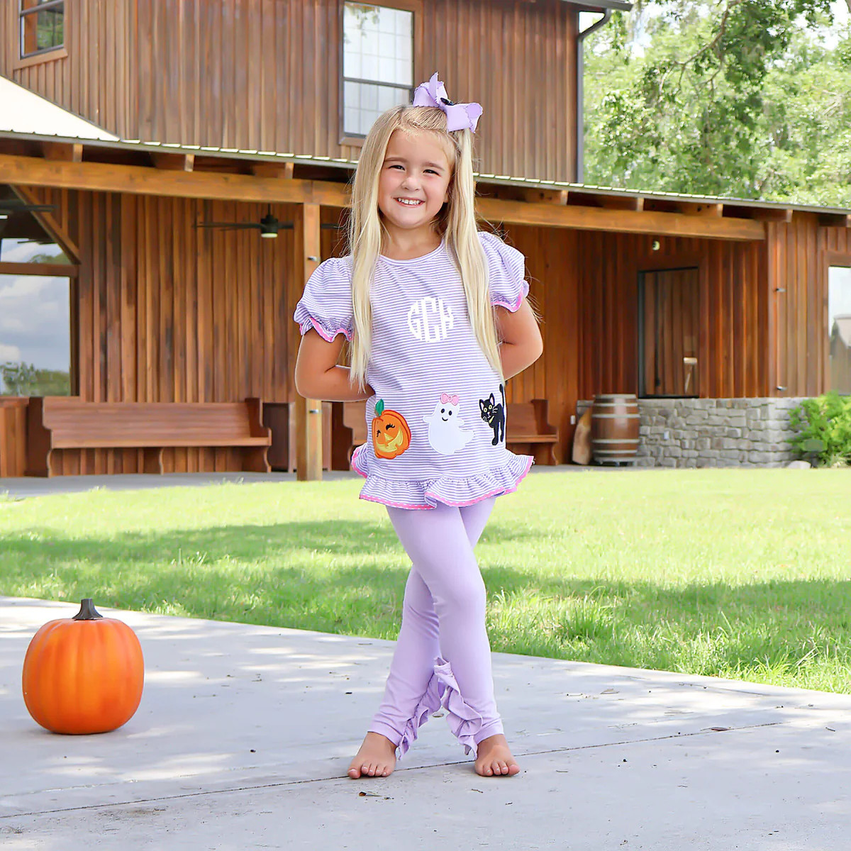 Spooky Purple Stripe Legging Set | Classic Whimsy