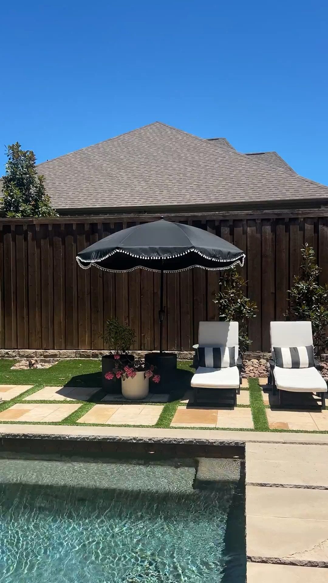 Simple backyard upgrades that make a big difference. Think outdoor lounge chairs, striped pillows, modern planters, and a neutral patio setup that feels both relaxed and pulled together

#LTKHome #LTKSeasonal