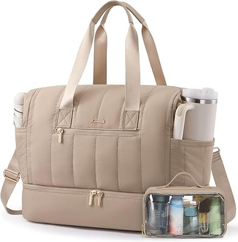 LOVEVOOK Travel Duffle Bag,Puffer Weekender Bags For Women with Shoe Compartment,42L Carry On Duf... | Amazon (US)