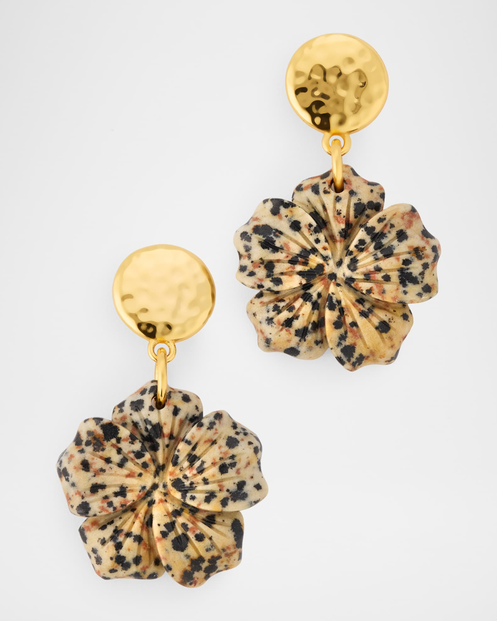 Dalmatian Jasper Flower Drop Earrings | Neiman Marcus