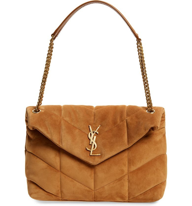 Medium Loulou Puffer Matelassé Suede Shoulder Bag | Nordstrom