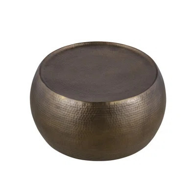 Round Aluminum 32" Coffee Table With Exquisite Handcrafted Antique Gold Design, Spacious And Functional For Home Modern Glossy Hand Hammered Primary L | Wayfair North America