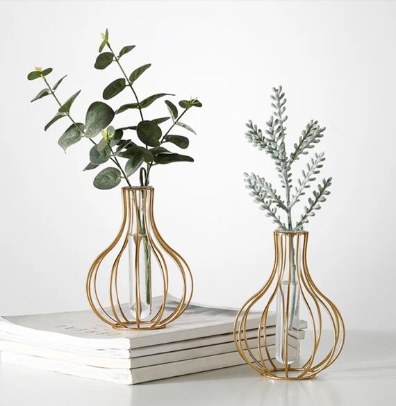 Metal Wire Decorative Glass Tube Vase/flower Vase Pot/unique | Etsy | Etsy (US)