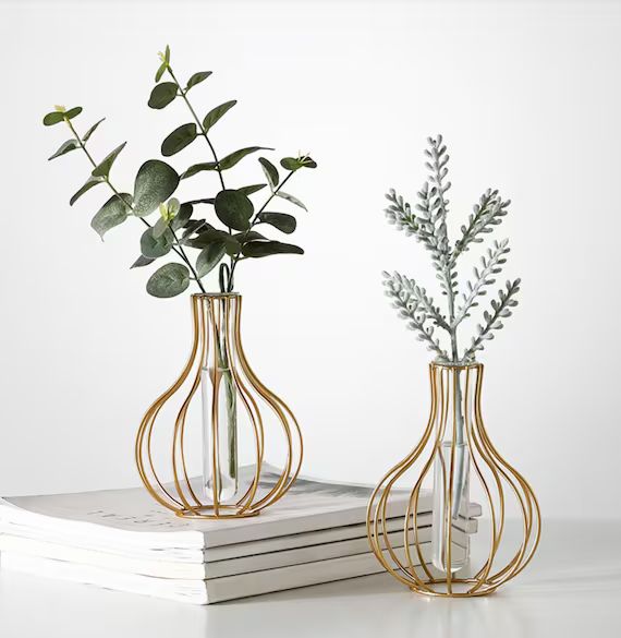 Metal Wire Decorative Glass Tube Vase/flower Vase Pot/unique | Etsy | Etsy (US)