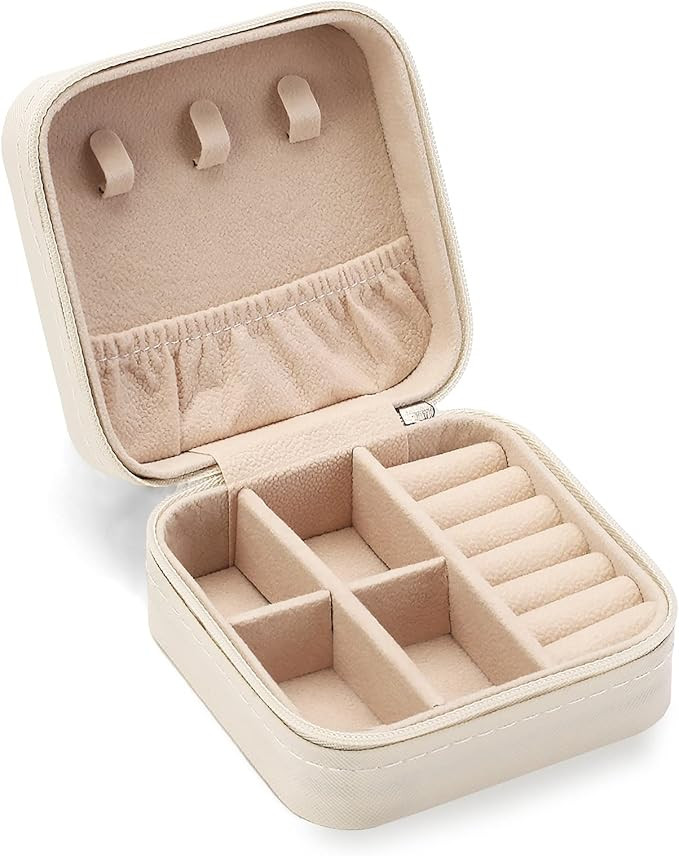 Travel Jewelry Case, Mini Portable Jewelry Travel Boxes, Small Jewelry Organizer for Rings, Earri... | Amazon (US)