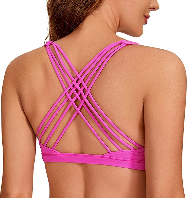 CRZ YOGA Strappy Sports Bras for Women - Criss Cross Back Sexy Wireless Padded Yoga Bra Cute Work... | Amazon (US)