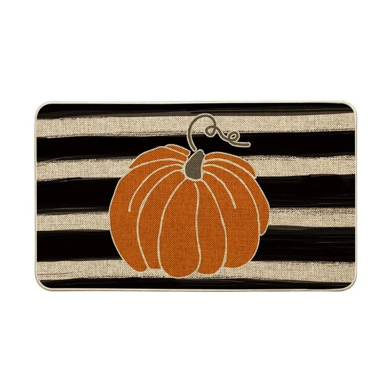 Smile Fall Thanksgiving Stripe Pumpkin Decorative Doormat 17 x 29, Low-Profile Yard Floor Switch ... | Walmart (US)