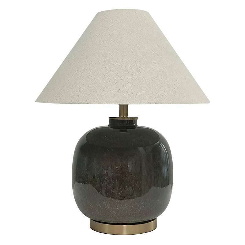 Brown Lamp with Medium Empire Shade, 23.5" | At Home