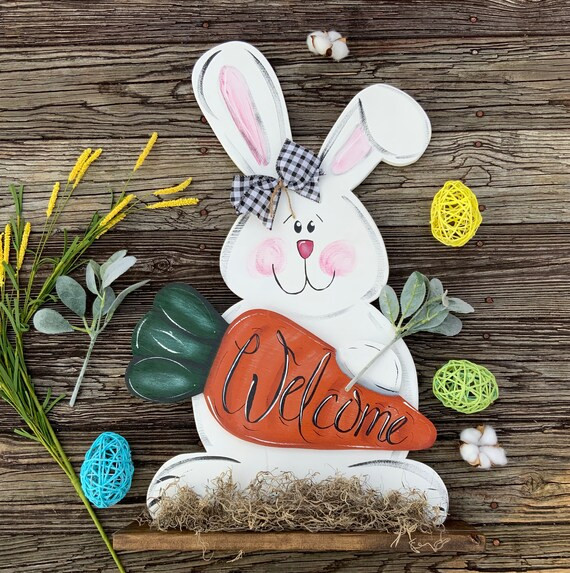 Spring Porch Bunny Porch Decor Sitting Bunny Wooden Easter | Etsy | Etsy (US)
