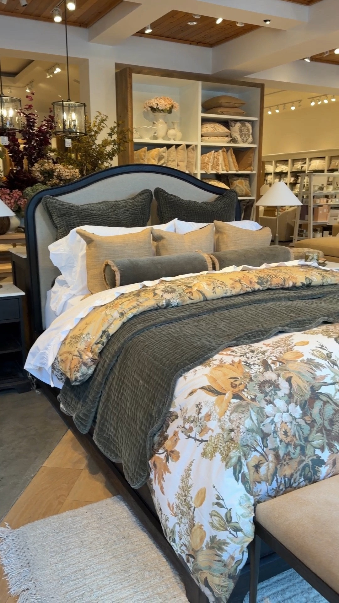 Pottery Barn bedroom inspiration with the prettiest mix of color and texture! 💛🌿 The new Linden Floral Reversible Duvet Cover in Yellow Multi feels so fresh paired with the rich Loden Green Velvet Scalloped Edge Quilt and Scarlett Upholstered Bed in Obsidian Black. 🖤 I love how the layered florals, velvet, and deeper tones create such an elegant, collected look for the season. 🌼🍂 I’ve linked the entire designer-inspired bedroom in my LTK! ✨ @Pottery Barn #bedroominspo #bedroomfurniture #bedding

#LTKHome #LTKSaleAlert #LTKSeasonal