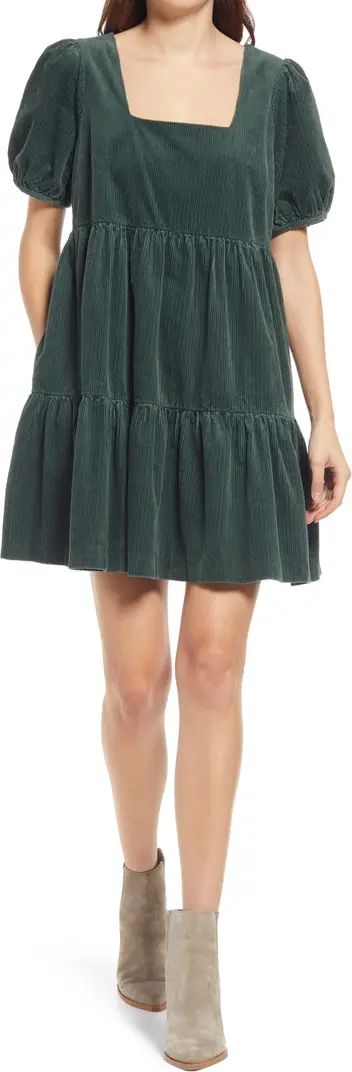 Madewell Aidy Cotton Corduroy Tiered Minidress | Nordstrom | Nordstrom