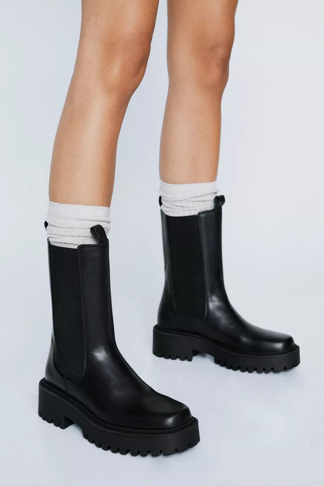 Leather Square Toe Chelsea Boots | Nasty Gal (US)