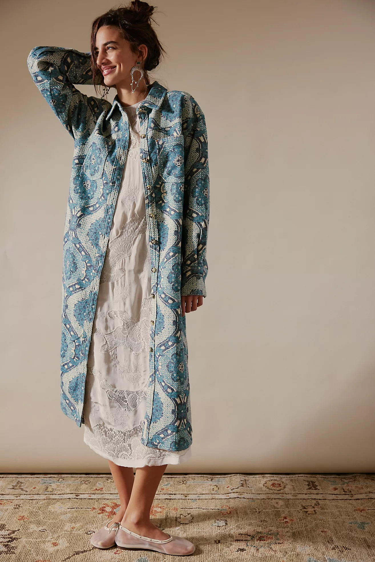 We The Free Brick Lane Jacquard Maxi Shirt Jacket | Free People (Global - UK&FR Excluded)