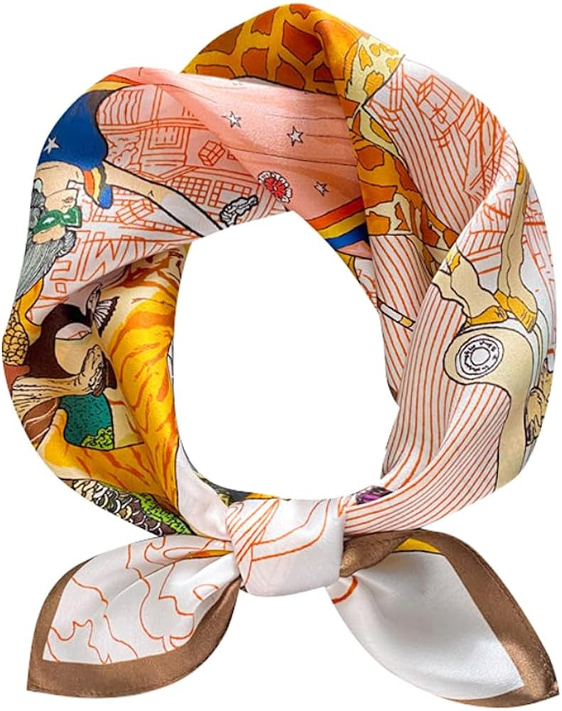 FEIBOON Mulberry Silk Scarfs Neck Scarf 21"x21" Small Square Scarfs hair scarf bandana for Women ... | Amazon (US)