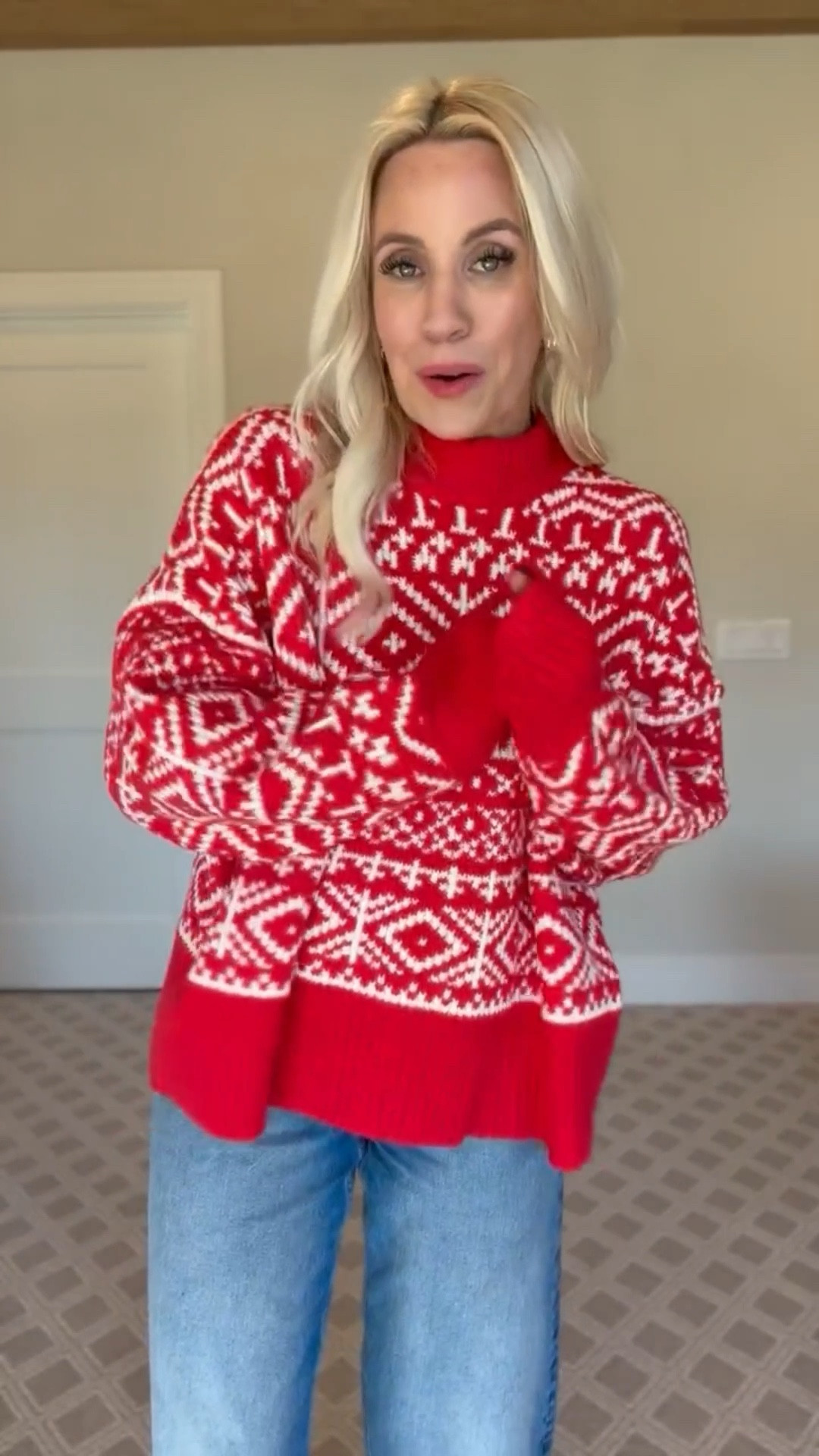 This mock neck sweater would be so cute for the holidays and into Valentine’s Day! 

#LTKFindsUnder50 #LTKFindsUnder100 #LTKootd