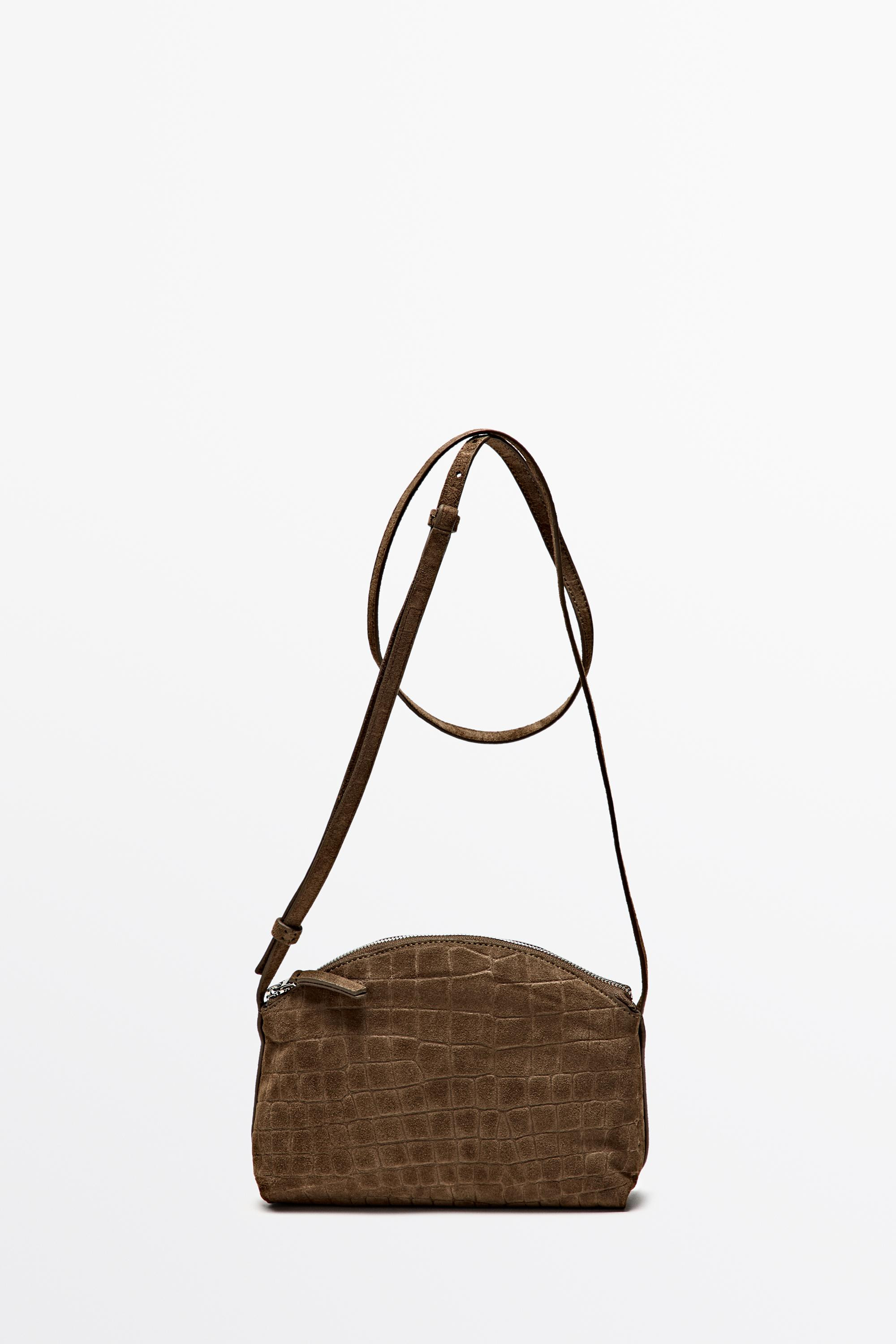 Split suede leather crossbody bag | Massimo Dutti US