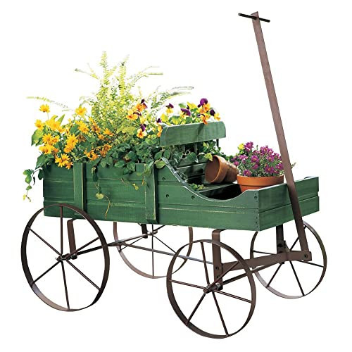Collections Etc Amish Wagon Decorative Indoor/Outdoor Garden Backyard Planter, Green | Amazon (US)