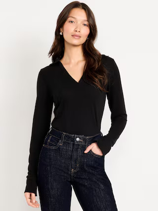 Split-Neck Long-Sleeve Pullover Shirt | Old Navy (US)