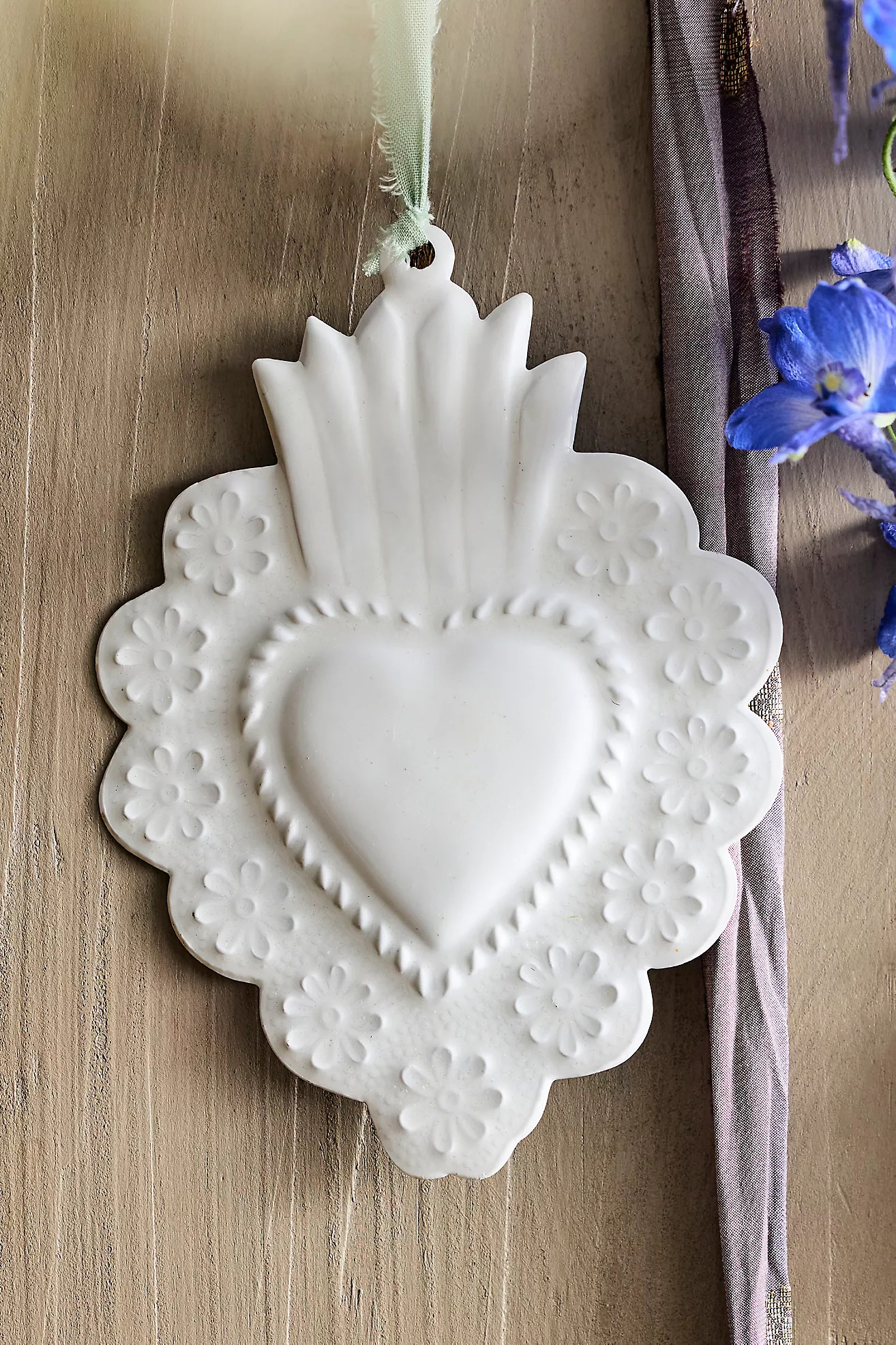 Heart Medallion Ornament, White Doily | Terrain