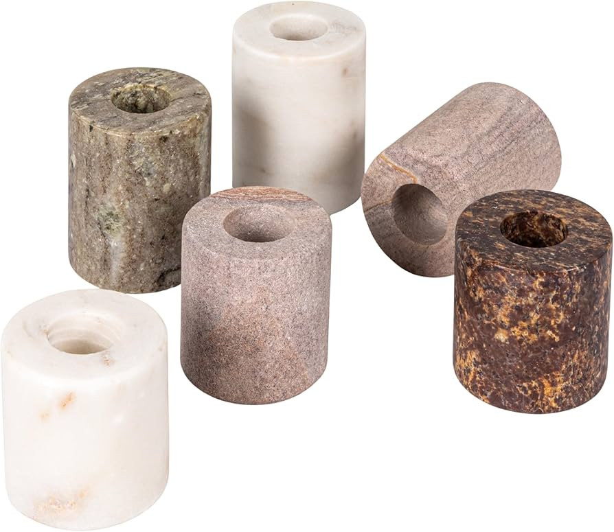 Bloomingville Decorative Marble Taper Candle Holders, Multicolor, Set of 6 | Amazon (US)
