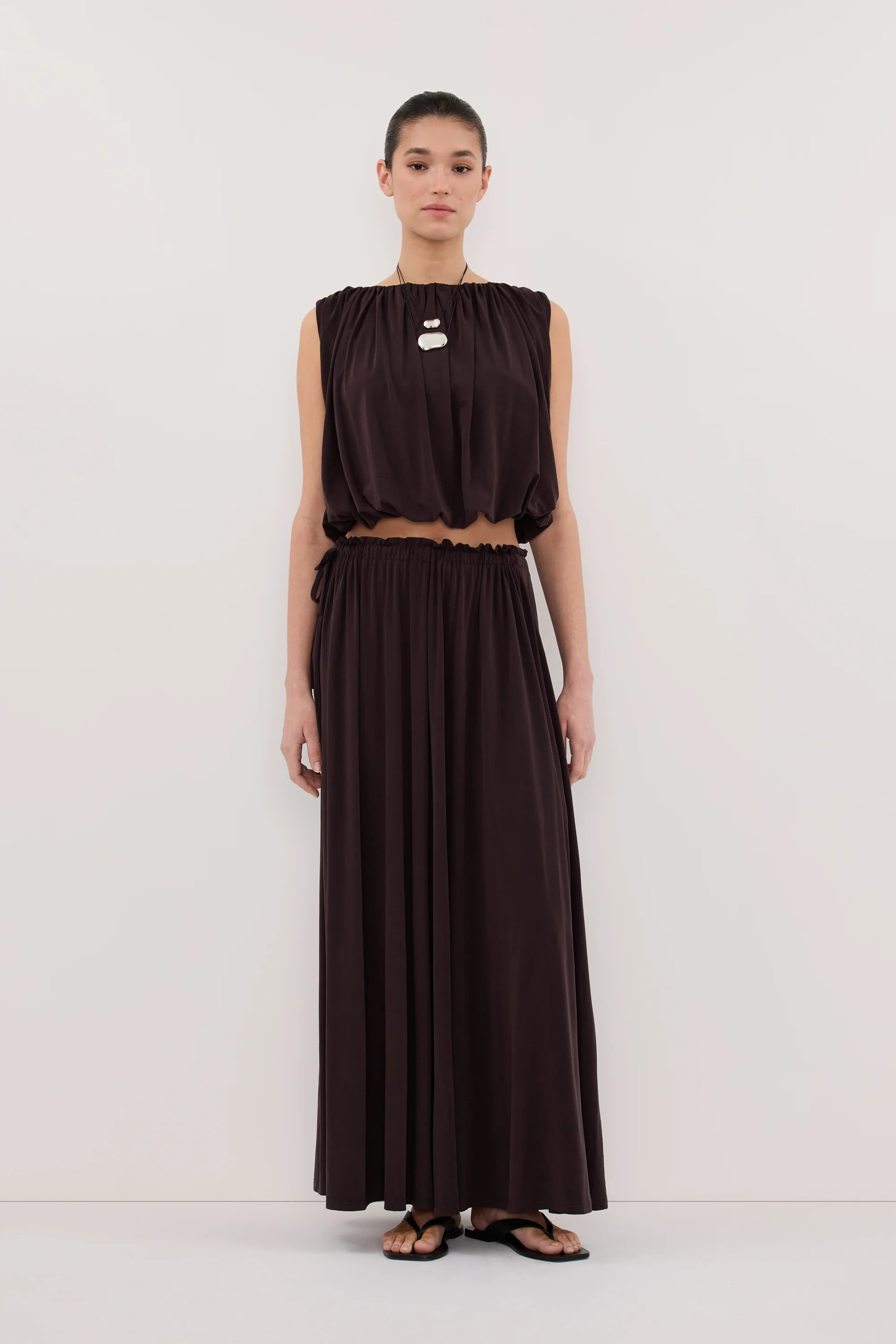 AVA BURNT CHOC MODAL BLEND SKIRT | DISSH