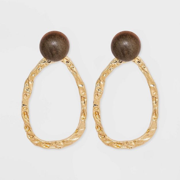 Post with Organic Gold Drop Earrings - A New Day™ | Target