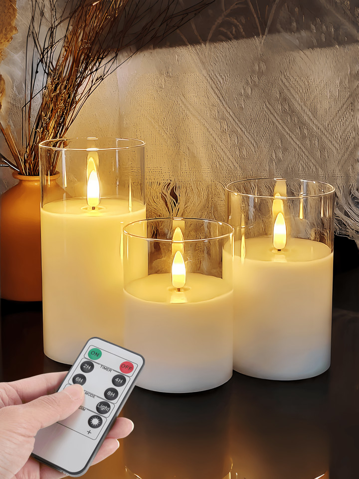 LED Flameless Candles, Flickering LED Pillar Candles, Upgraded Wick Bulbs, Battery Operated Electronic Candles | SHEIN