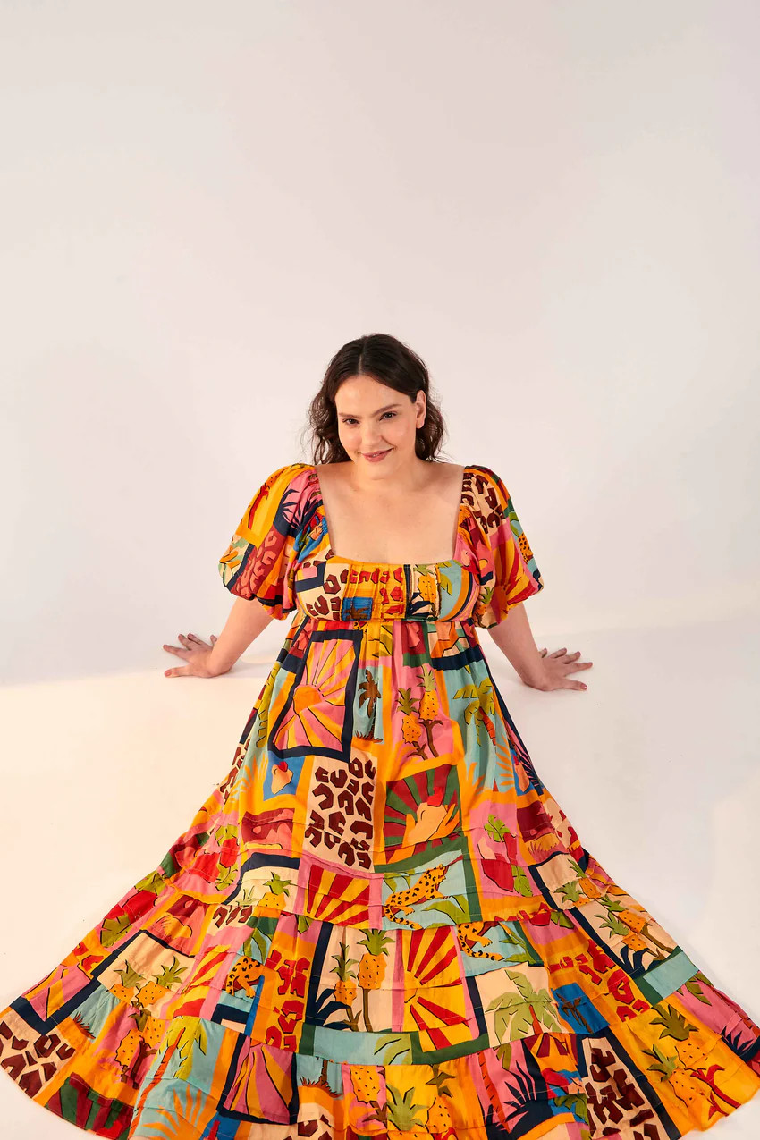 tropical collage midi dress | FarmRio (US)