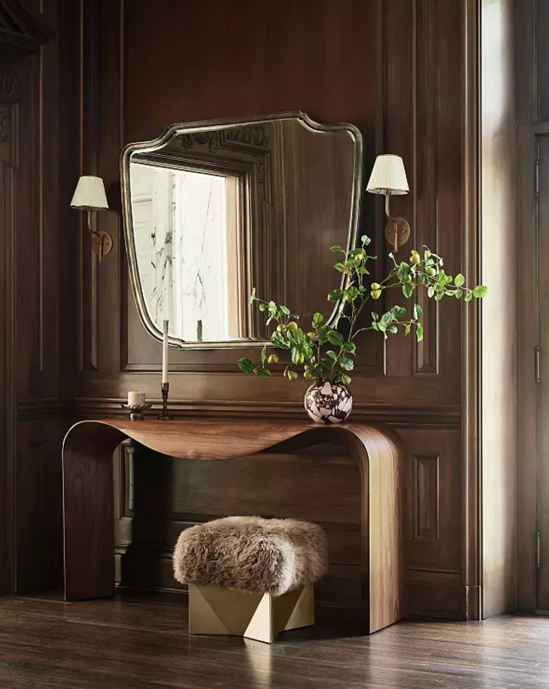 Entryway - Mirror, sconces, stool, ottoman, vase, stems  

 #LTKmomlife #LTKselfcare #LTKHome