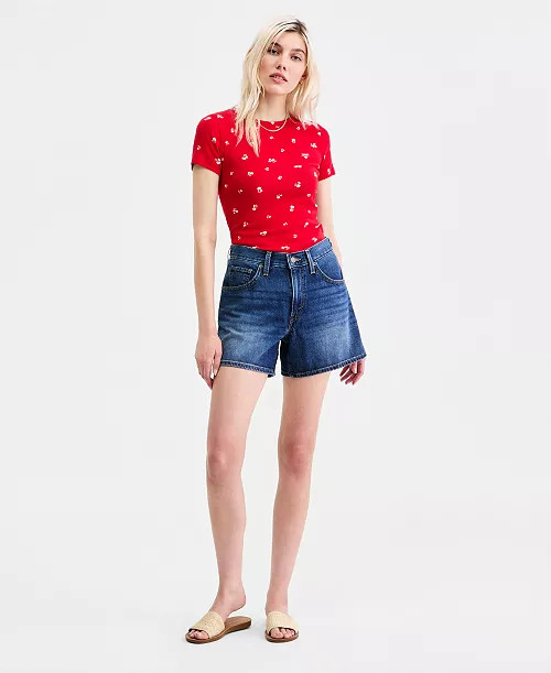 Women's Cotton Cinch-Waist Denim Shorts | Macy's