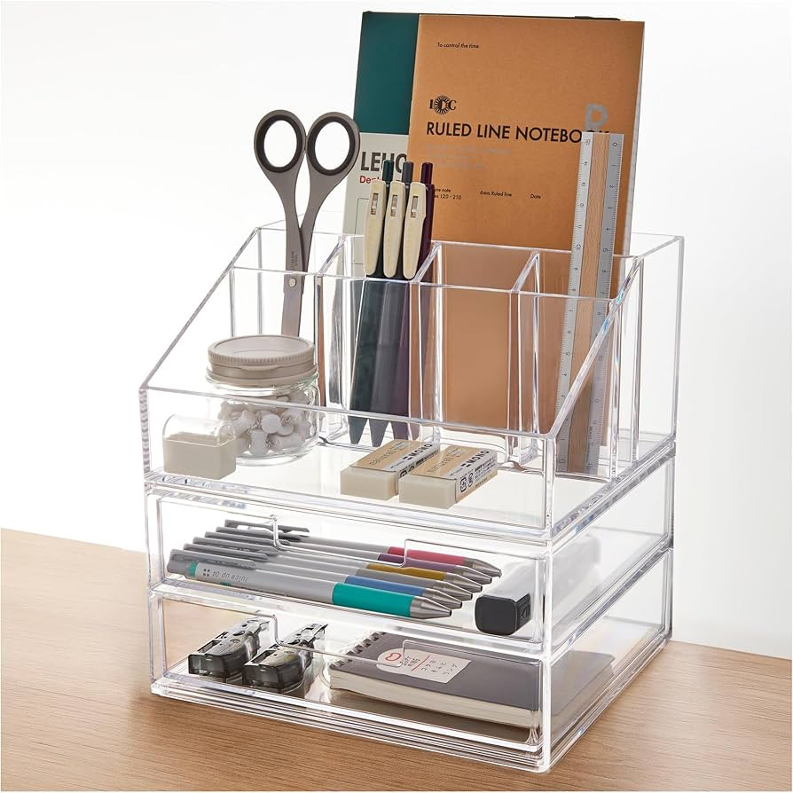 STORi Stackable Desk and Drawer Organizer, Clear Pen Pencil Makeup Brush Holder for Desktops and ... | Amazon (US)