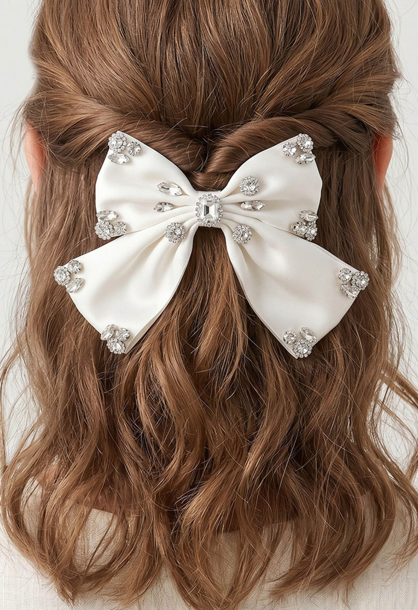 Ornate Rhinestone Long-Tail Bow Hair Barrette for Date Nights & Parties | Chicwish