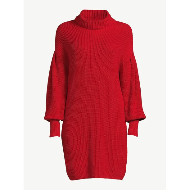 Free Assembly Women's Cowl Neck Pleated Shoulder Sweater Mini Dress - Walmart.com | Walmart (US)