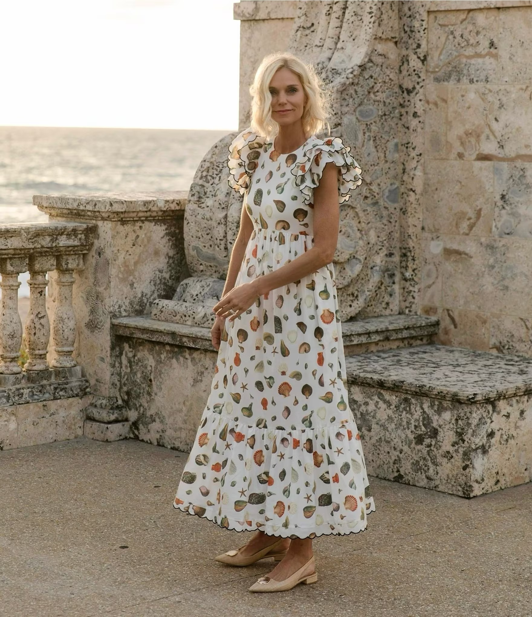 Antonio Melani x Jennifer Sumko Capri Dropped Waist Ruffle Sleeve Maxi Dress | Dillard's | Dillard's