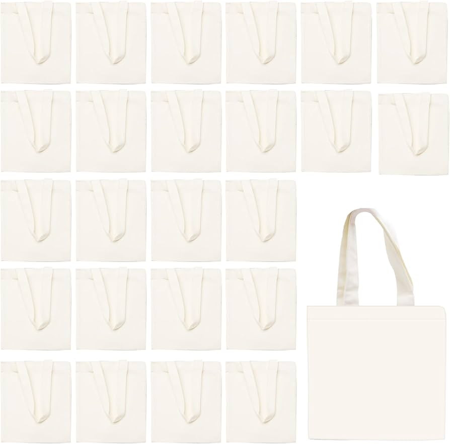 25 Pcs Mini Canvas Tote Bags,8.5 X 8 Inch | Amazon (US)